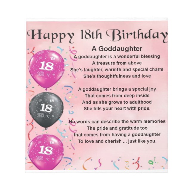 Bloc-note Poème Godgirl - 18ème anniversaire (Devant)