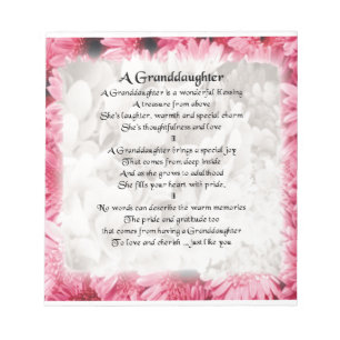 Bloc-note Poème Grandgirl - Design Floral Rose