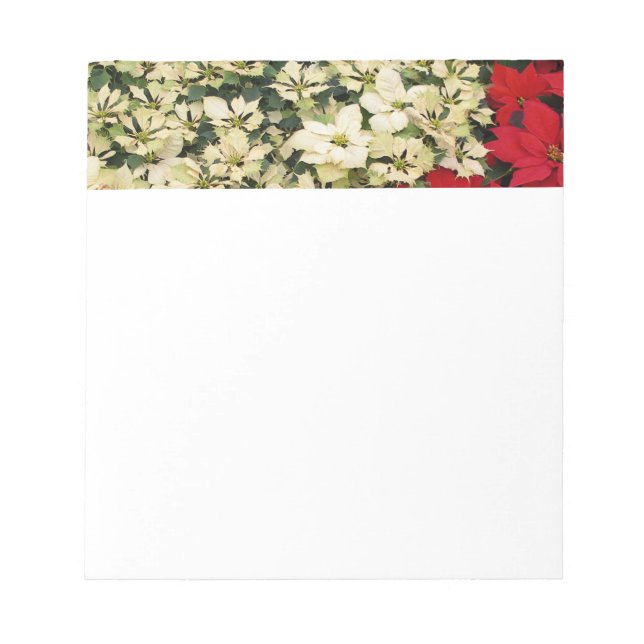 Bloc-note Poinsettias blanches et rouges I Holiday Floral (Devant)