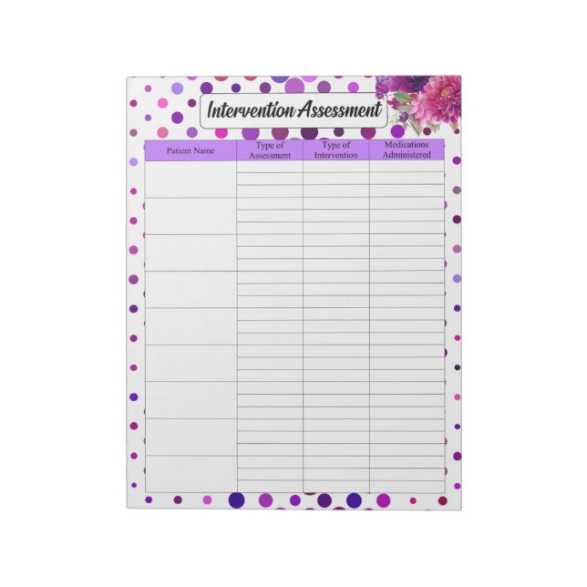 Bloc-note Pointe Polka Florale Violet _ Évaluation de l'inte (Tourné)