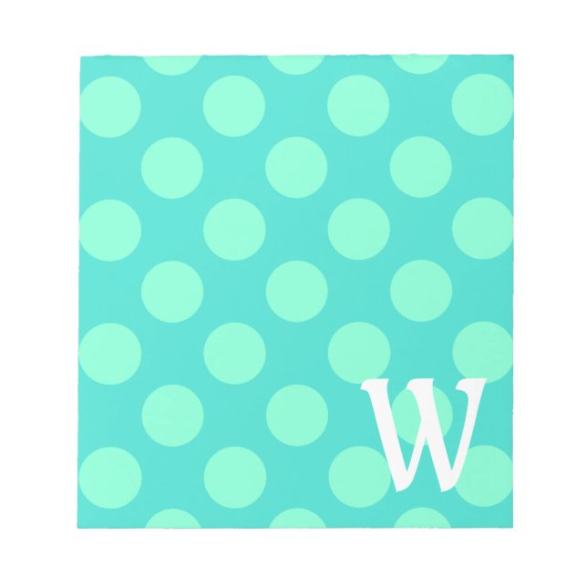 Bloc-note Points Aquamarine Monogrammés (Devant)