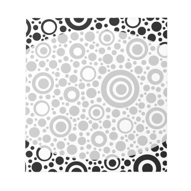 Bloc-note Points noirs et Motif circulaire + votre texte et  (Devant)