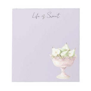 Bloc-note Poires Fruit Vert Pistache Violet Lavande