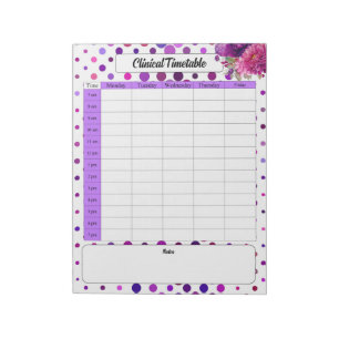 Bloc-note Pois floraux pourpres _ Horaire clinique