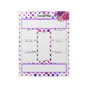 Bloc-note Pois floraux violets _ Carte conceptuelle