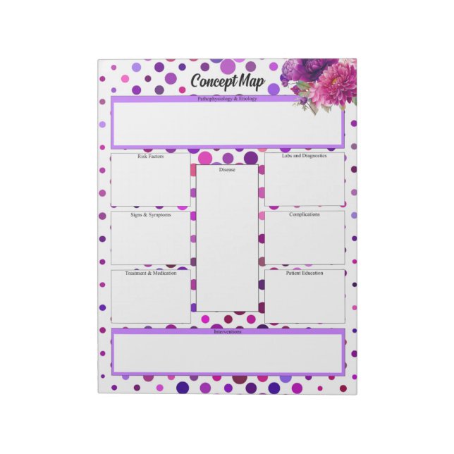 Bloc-note Pois floraux violets _ Carte conceptuelle (Tourné)