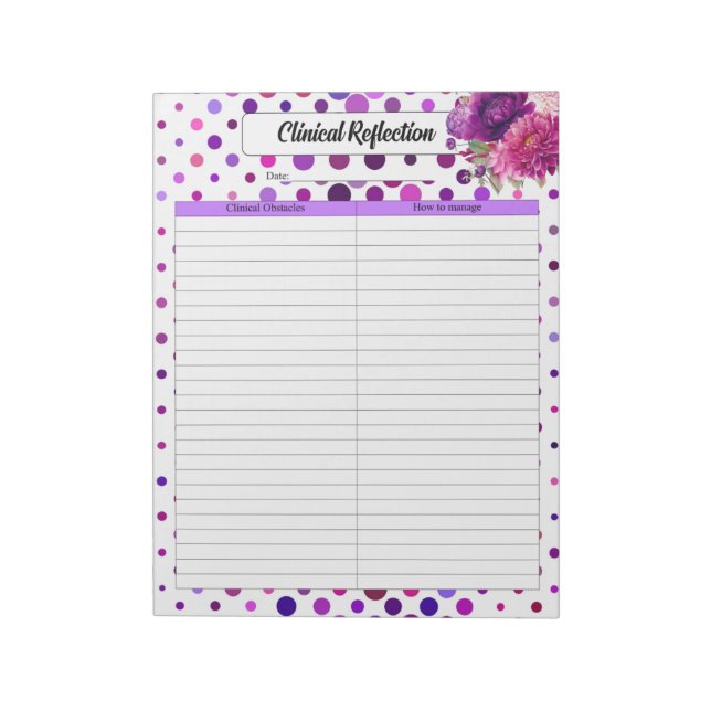 Bloc-note Pois floraux violets _ Réflexion clinique (Tourné)