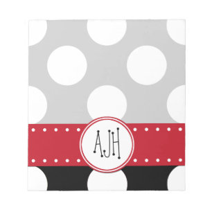 Bloc-note Pois noirs et blancs, pointillés, Monogramme