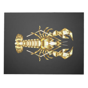 Bloc-note Poisson à langouste polygonale dorée sur noir