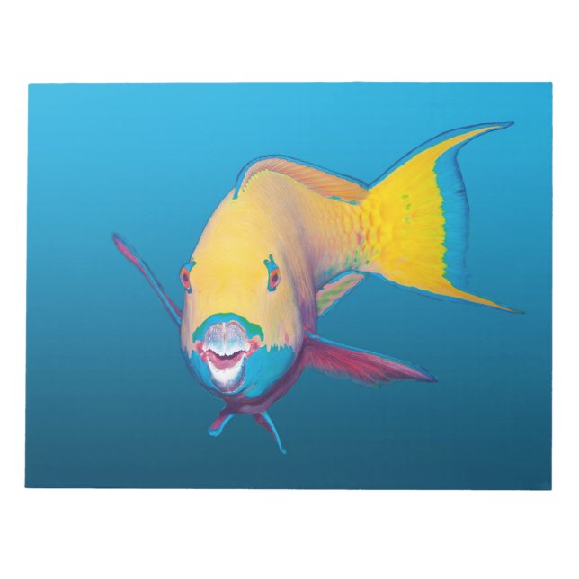 Bloc-note Poisson-perroquet Gros plan ! Arrière - plan bleu  (Devant)