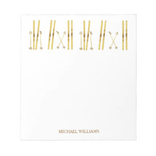 Bloc-note Poles Gold Skis   Crème d'illustration de ski Vint