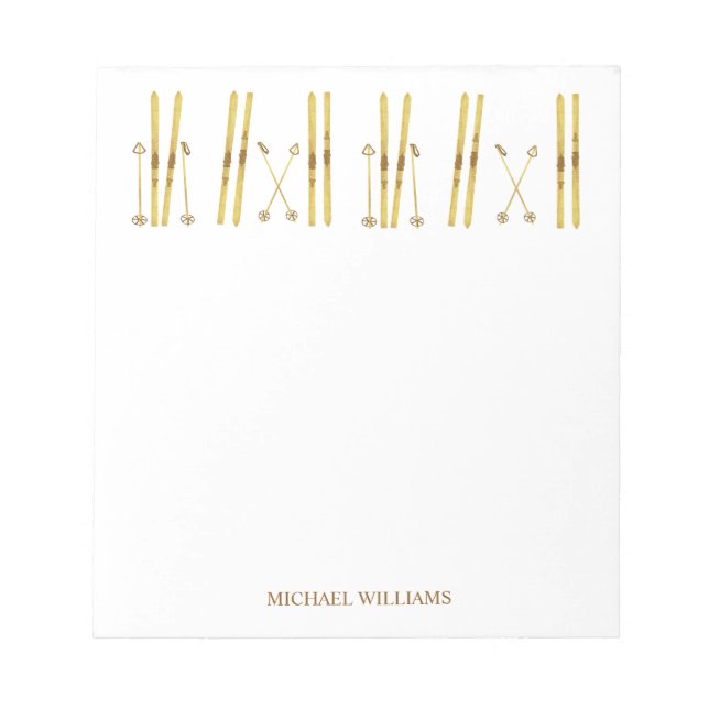 Bloc-note Poles Gold Skis | Crème d'illustration de ski Vint (Devant)