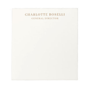 Bloc-note Police de caractères Cream Gold Serif Nom Professi