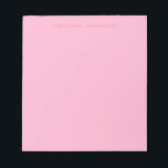 Bloc-note Police Rétro minimaliste Police Personnalisée Rose<br><div class="desc">Restez organisé avec style avec ce bloc-notes personnalisé minimaliste rose et orange. Doté d'un arrière - plan pastel doux et d'un nom simple mais élégant en police de caractères typographiques, ce design est parfait pour les notes quotidiennes, les listes de choses à faire ou la journalisation. Idéal pour les professionnels,...</div>