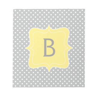 Bloc-note Polka Dot Grey et Monogramme jaune