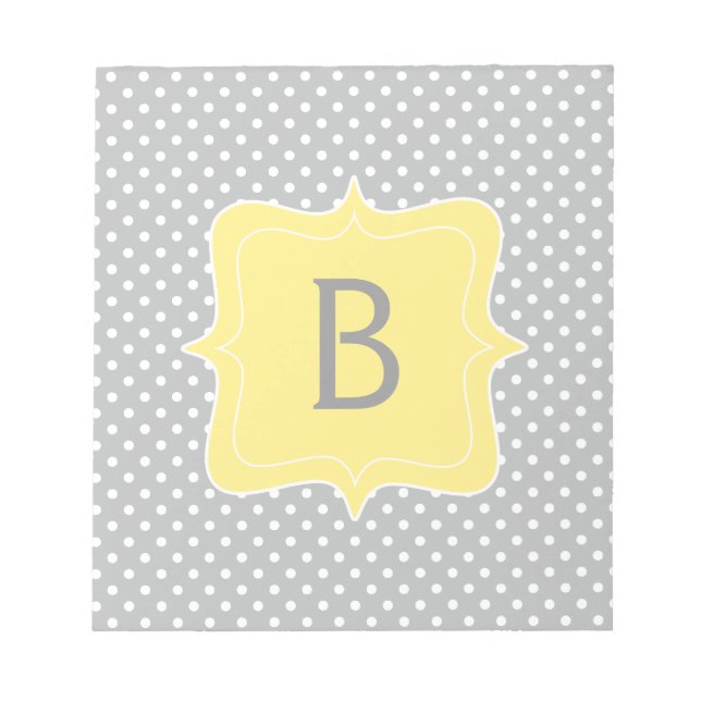 Bloc-note Polka Dot Grey et Monogramme jaune (Devant)