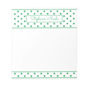 Bloc-note Polka simple point vert personnalisé