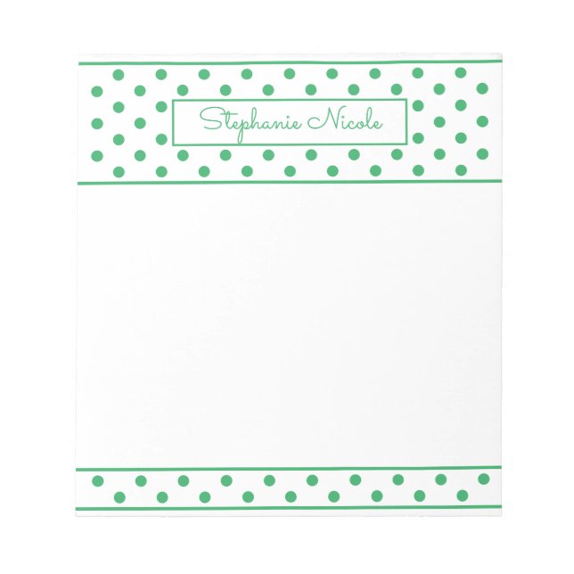 Bloc-note Polka simple point vert personnalisé (Devant)