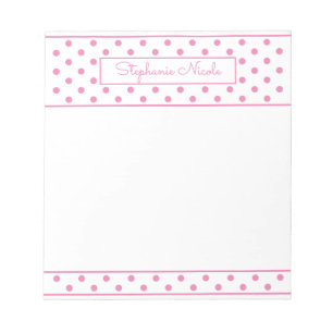 Bloc-note Polka simple rose point personnalisé