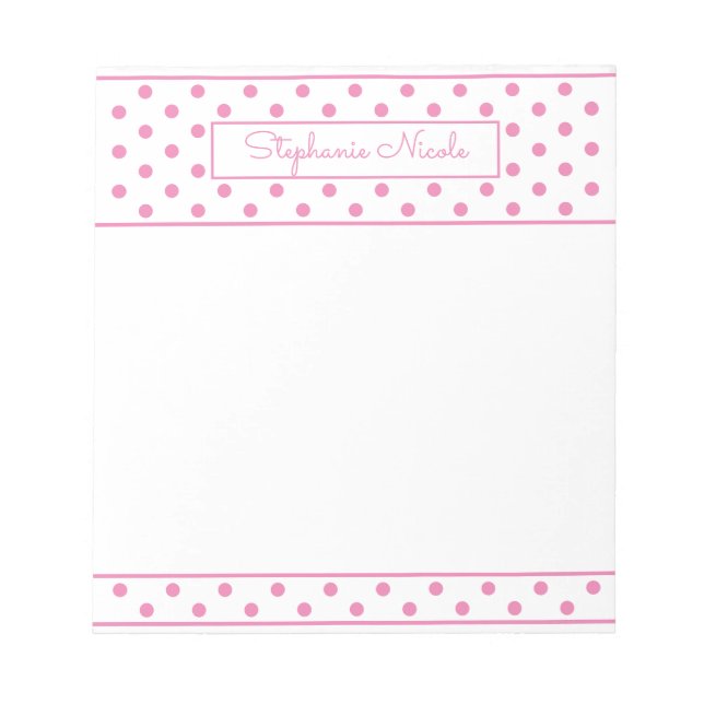 Bloc-note Polka simple rose point personnalisé (Devant)
