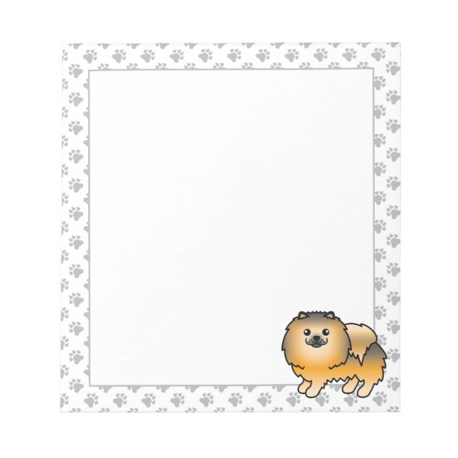 Bloc-note Pomeranian Sable Orange Chien de Dessin Animé Mign (Devant)