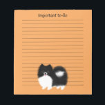 Bloc-note Poméranien noir et blanc avec texte personnalisé<br><div class="desc">Palladium à notes recouvert de noir et blanc à parti Poméranie. Papier de note parfait pour les amoureux de Pommie.</div>