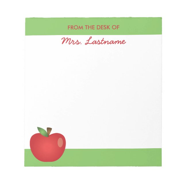 Bloc-note Pomme de dessin animé rouge École avec nom personn (Devant)