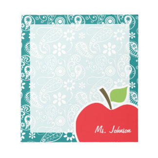 Bloc-note Pomme sur cyan foncé Paisley