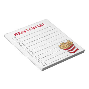 Bloc-note Pommes de terre frites frites frites Fry Restaurat