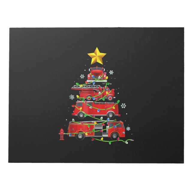 Bloc-note Pompier Camion Arbre de Noël Hommes Femmes (Devant)