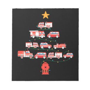 Bloc-note Pompier Camion de feu Arbre de Noël.Png