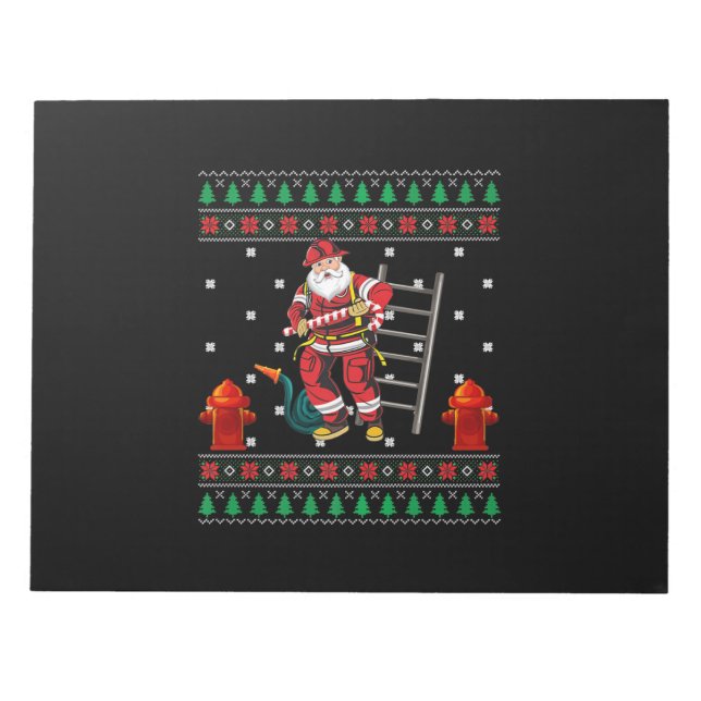 Bloc-note Pompier Vilain Chandail de Noël Xmas Garçons Fille (Devant)