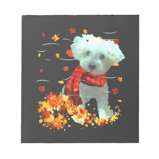Bloc-note Poochon Écharpe d'automne - Chiens Feuilles d'auto (Devant)