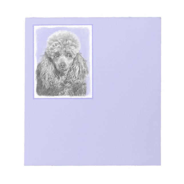 Bloc-note Poodé Jouet miniature Argent gris bleu Chien Art (Devant)