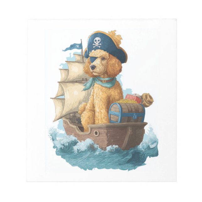Bloc-note Poodle Pirate � Drôle de chien de mer (Devant)