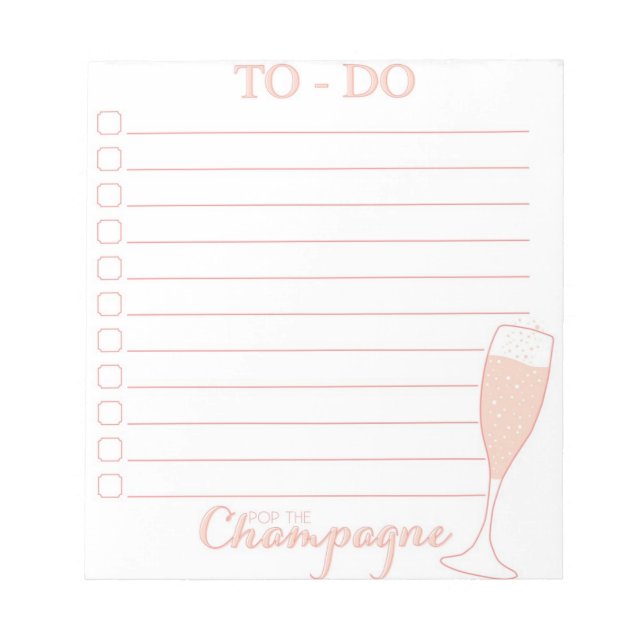 Bloc-note Pop the Champagne To Do List (Devant)