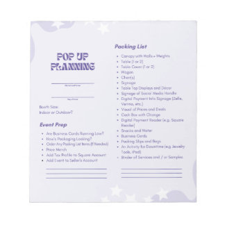 Bloc-note Pop Up Market Planning Pad