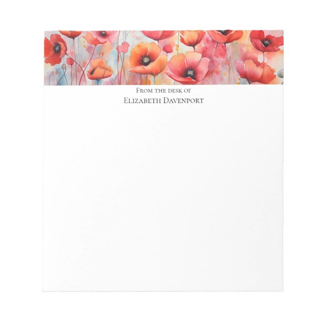 Bloc-note Poppies d'aquarelle rouge dans un champ (Devant)