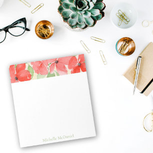 Bloc-note Poppies d'aquarelle rouge florale moderne