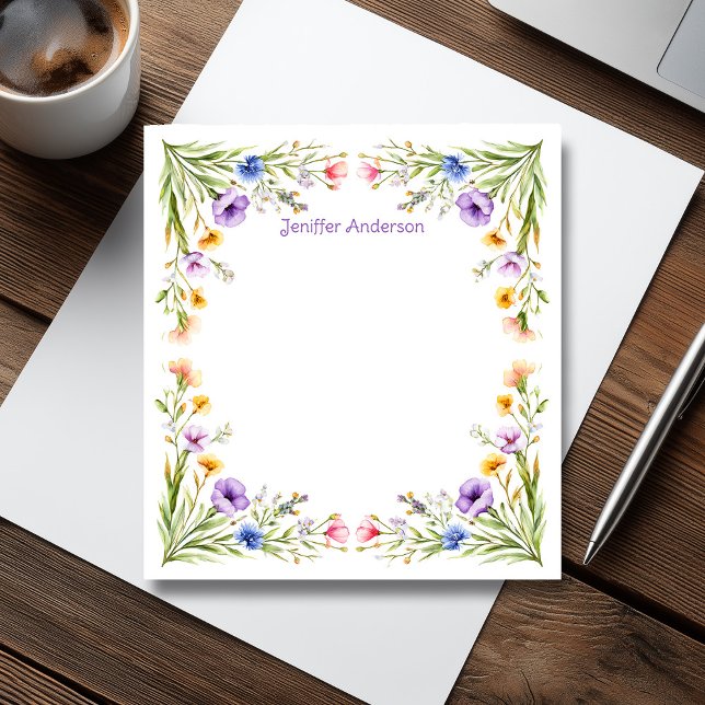 Bloc-note Poppies fleurs sauvages et fleurs de Cornflowers (Wildflowers Poppies & Cornflowers Floral Notepad)