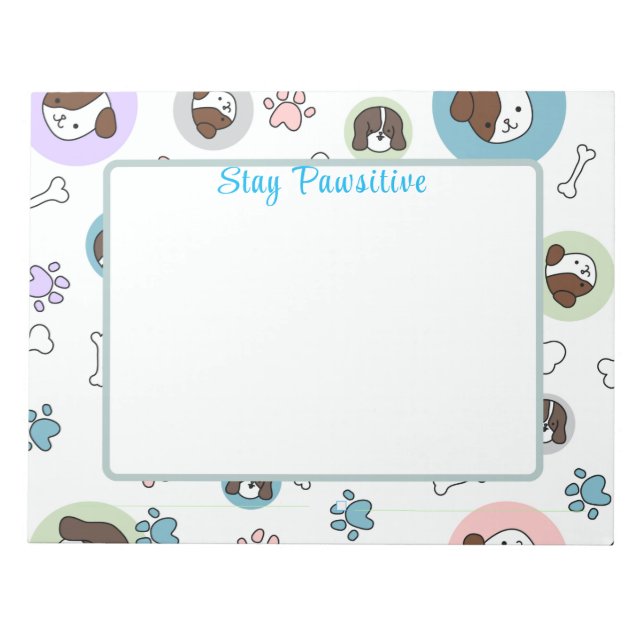 Bloc-note Portes-notes personnalisées Stay Pawsitive Dog (Devant)