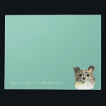 Bloc-note Portrait d'aquarelle Chihuahua pour cheveux longs<br><div class="desc">Il s'agit d'un tableau d'aquarelle détaillé d'un visage d'un chien chihuahua aux cheveux longs. Il est en fourrure brun clair et foncé et poitrine blanche.</div>