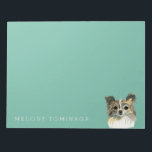 Bloc-note Portrait d'aquarelle Chihuahua pour cheveux longs<br><div class="desc">Il s'agit d'un tableau d'aquarelle détaillé d'un visage d'un chien chihuahua aux cheveux longs. Il est en fourrure brun clair et foncé et poitrine blanche.</div>