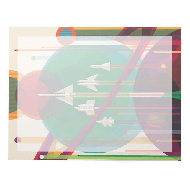 Bloc-note Poster de Voyage Espace Rétro - Système Solaire Gr (Devant)