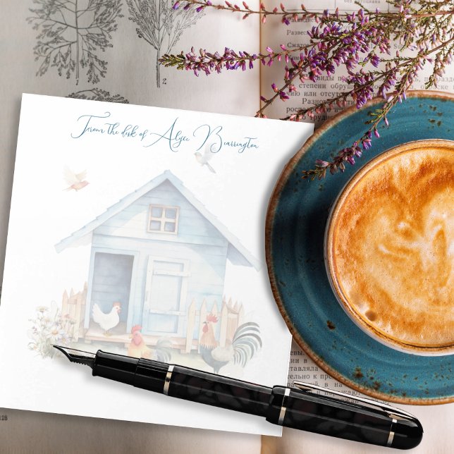 Bloc-note Poulailler coopératif bleu personnalisé (Créateur téléchargé)