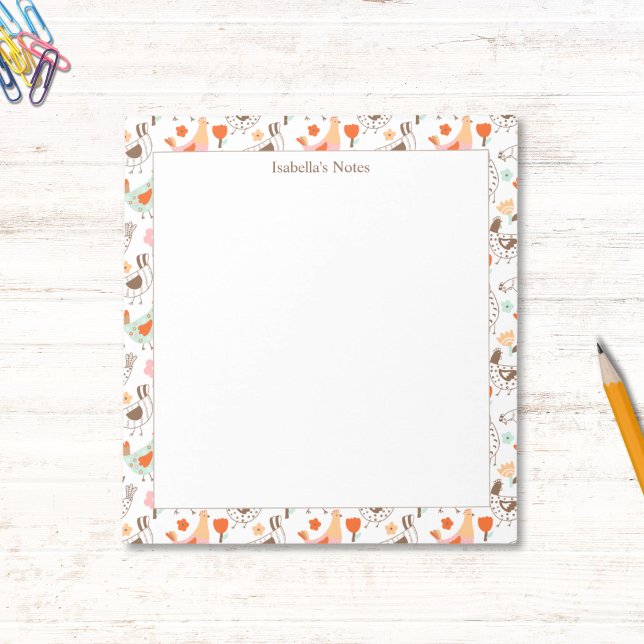 Bloc-note Poules Poules Fantaisistes Oiseaux Mignons (Créateur téléchargé)