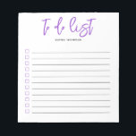 Bloc-note Pour effectuer la liste des scripts de brosse Purp<br><div class="desc">Liste de choses à faire simple avec votre nom et script de brosse.</div>