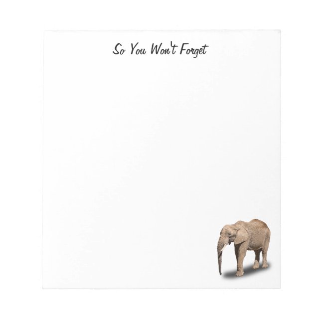 BLOC-NOTE POUR QUE VOUS N'OUBLIEREZ PAS = ÉLÉPHANT (Devant)