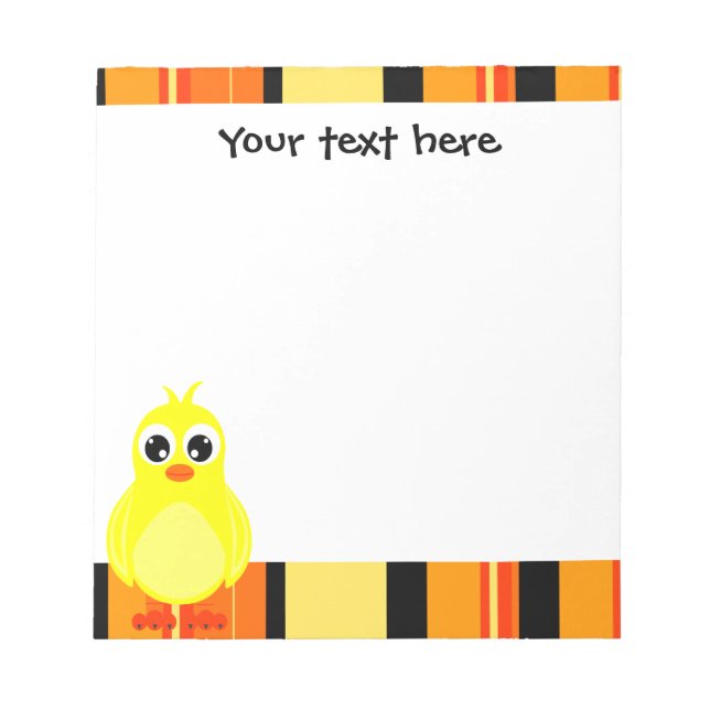 Bloc-note Poussin Mignon - Rayure Orange (Devant)