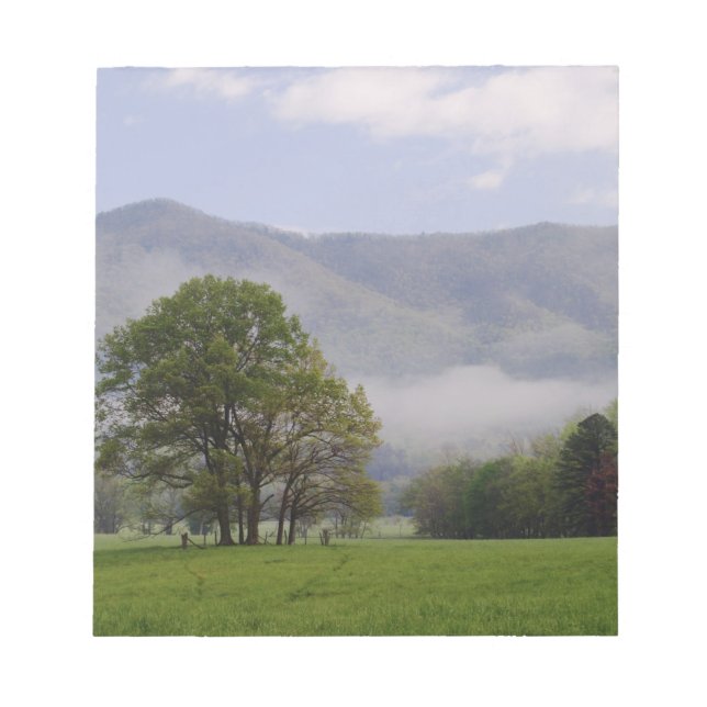 Bloc-note Prairie brumeuse et Rich Mountain, Cades Cove, (Devant)